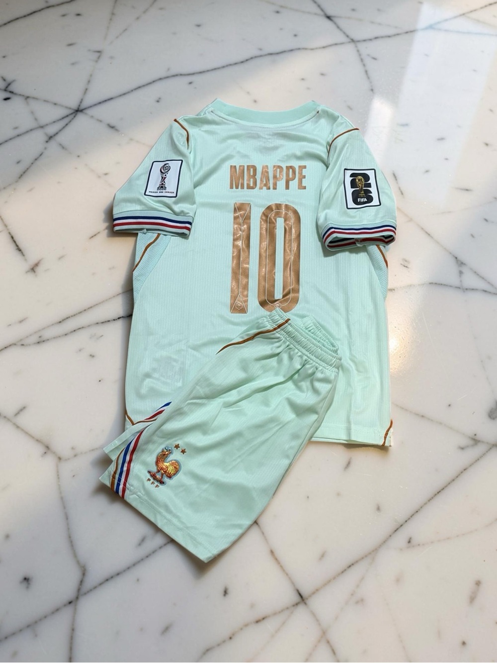 France Mbappe #10 Soccer Jersey + Shorts Set Youth 2026 Away Kit